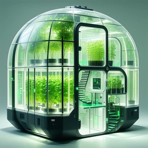 A Large, Futuristic Greenhouse With A Dome-shaped Structure