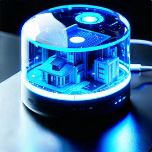 Smart home device with (digital:1.27) artwork
