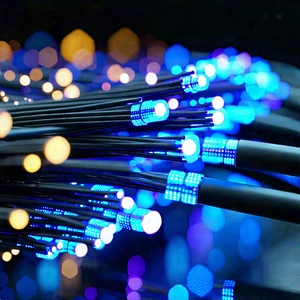 Close-up Of Fiber Optic Cables With Close-up Blue