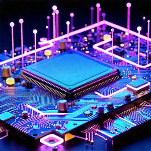 Circuit board with neon accents