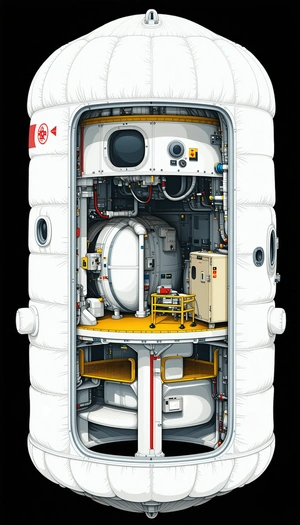 In The Image, There Is A Large White Spacecraft With A Hollow Center