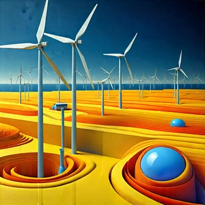 Tech Lithograph: Innovative Renewable Energy (design:1.37) With Image, There