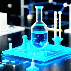 Educational Technology In Modern Laboratory With Blue Glass