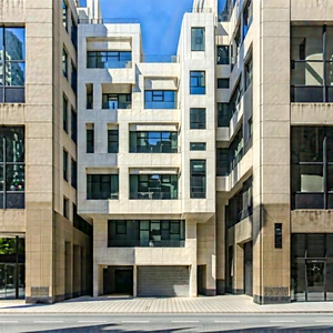 Urban Geometric Design: Urban Street With Modern Architecture With Large White