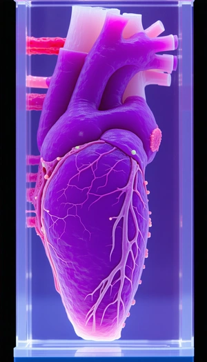 The Image Displays A Purple Heart With A Green Dot In The Center