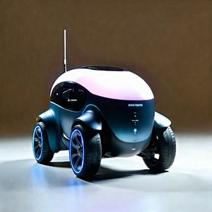 Tech Drone Photography: Innovative Electric Vehicle (design:1.3) With Small, Futuristic-looking