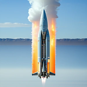A Rocket Is Shown In A Close-up Shot, With Its Engine On Full Blast