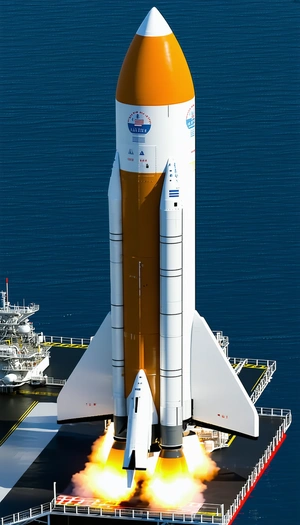 A Large White Rocket Ship, Possibly A Space Shuttle, Docked At A Space Station