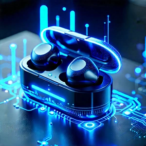 Wireless Earbuds With Holographic Display With Pair Black