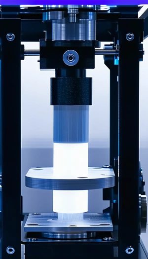 A Blue Light Is Shining On A Clear Plastic Object, Which Appears To Be A Cylinder