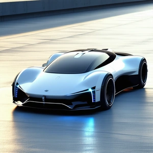 Tech Drone Photography: Innovative Electric Vehicle (design:1.17) With Sleek, Futuristic