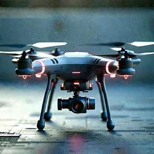 Tech Low Poly: Drone With Data Visualization With Small Drone