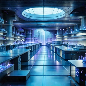 Futuristic Research Laboratory With Image, There