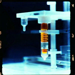 Healthcare Technology In Tech Office With Vial Liquid