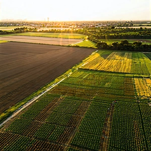 Nature Professional Photography: Aerial View Of Agricultural Fields With Large, Open