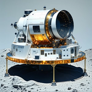 A Large, White, And Gold Space Station With A Massive Dome-shaped Structure