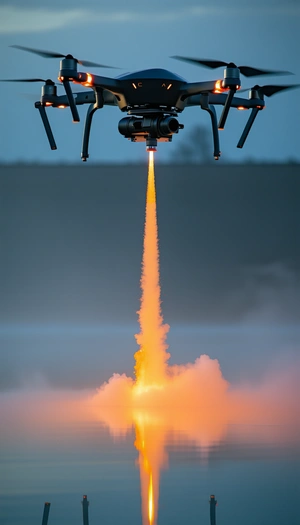 A Rocket Launching Into The Sky, Leaving A Trail Of Smoke Behind It