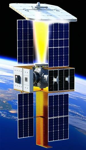 A Large Satellite With A Solar Panel On Top Of It