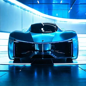 Innovative Electric Vehicle (design:1.23) With Sleek Blue