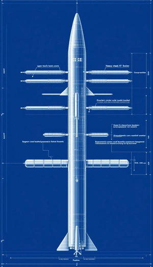 A Blue Diagram Shows The Different Parts Of A Rocket