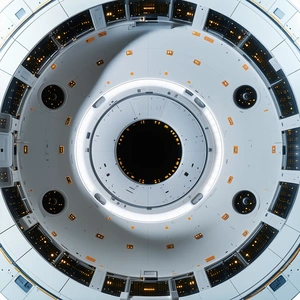 close-up space shuttle's interior