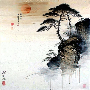Abstract Sumi-E Painting: Minimalist study with subtle texture