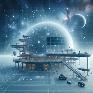 A Futuristic Space Station With A Large Dome-shaped Structure At Its Center