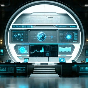 Futuristic Research Laboratory With Image, There