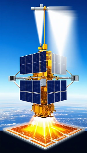 A Spacecraft With A Large Solar Panel On Its Side