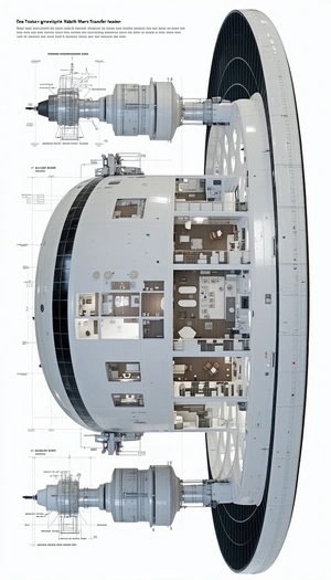 The Image Is A 3d Model Of A Space Station, Showcasing The Interior Layout And Design