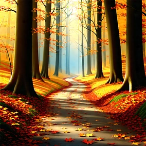 Nature Octane Render: Path Through Autumn Woodland With Beautiful Forest