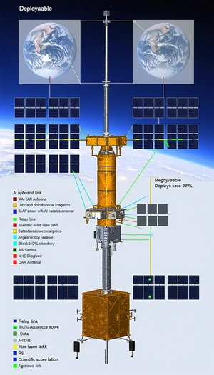A Large Yellow Structure Is Shown In The Image, With A Satellite Dish On Top