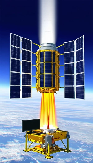 A Space Shuttle With A Large Satellite On Top Of It