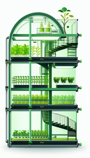 A Large, Multi-level Greenhouse Filled With Various Plants