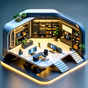 (futuristic:1.35) Tech Startup Office With Large, Well-lit