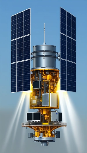 A Large Satellite With A Solar Panel On Top, Which Is Powered By The Sun