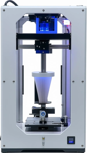 A Large Machine Is Shown In The Image, With A Blue Light Shining On It