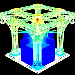 The Image Is A 3d Model Of A Building, Possibly A Bridge, With A Unique Design