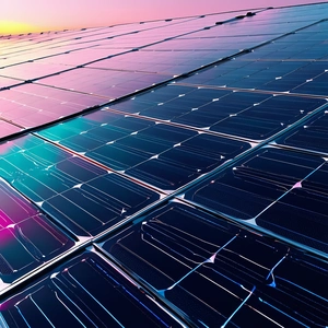 Tech Pastel Drawing: Solar panel with data streams