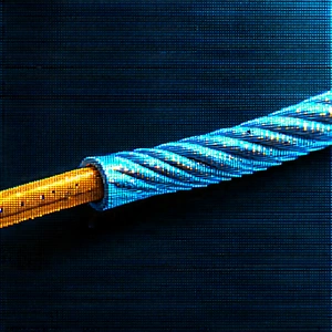 Close-up Of Fiber Optic Cables With Blue Rope