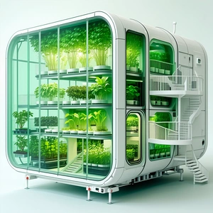 A Large, White, And Green Structure That Resembles A Space Shuttle Or A Giant Greenhouse