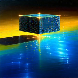 Tech Oil Painting: Quantum Computer With Data Streams With Large, Blue,
