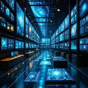 Entertainment Technology In Manufacturing Facility With Futuristic Room