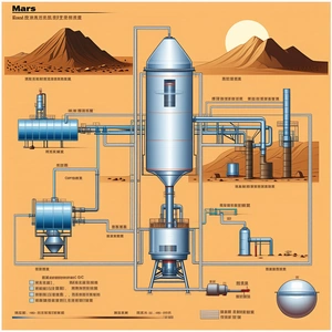 The Image Is A Detailed Drawing Of A Factory, Specifically A Chemical Plant