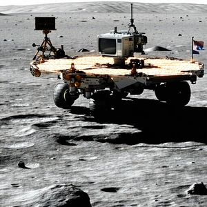A Rover Vehicle On A Rocky Surface, Possibly On The Moon
