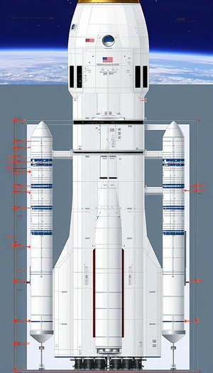 A White Rocket Ship Is Shown In A Blue And White Drawing