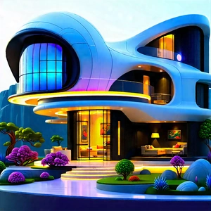 (futuristic:1.2) Smart Home With Computer-generated Drawing