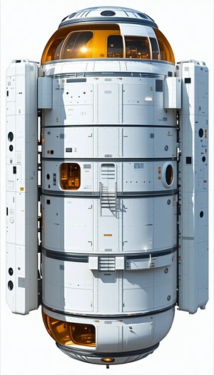 A Large White Space Shuttle With A Staircase Leading To The Top Of The Spacecraft