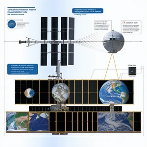A Large Satellite Is Shown In A Diagram, With A Large Globe In The Center