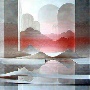 Abstract Infrared Photography: Paper Assembly With Dimension With Painting Mountainous